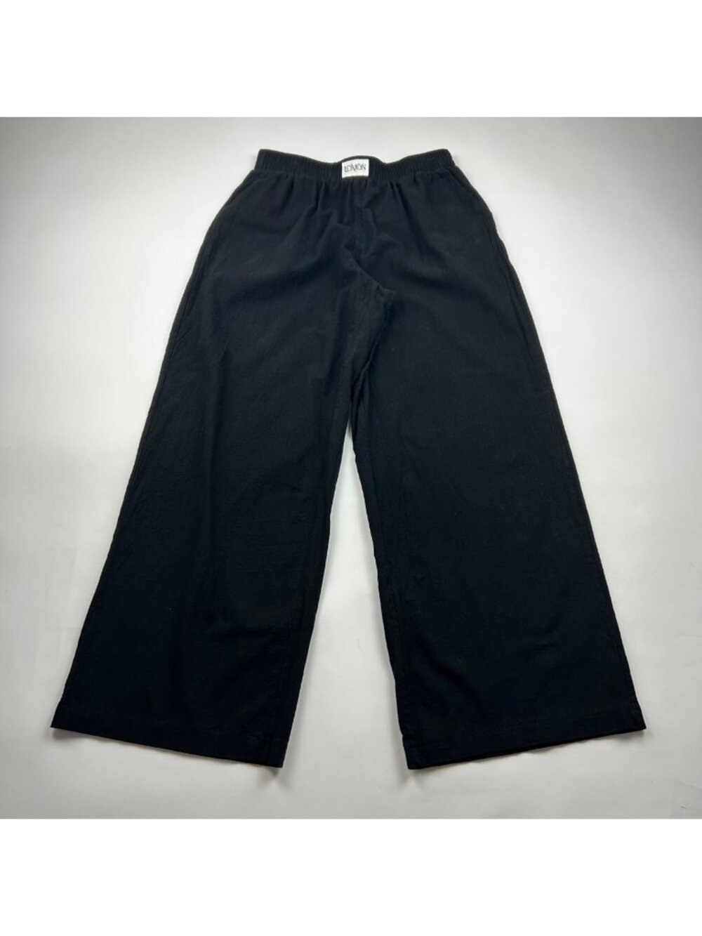 Lomon Black Linen Blend Cropped Wide Leg Lounge Pant S